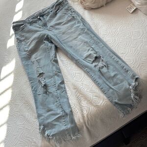 Cello Blue Straight Leg Jeans Distressed